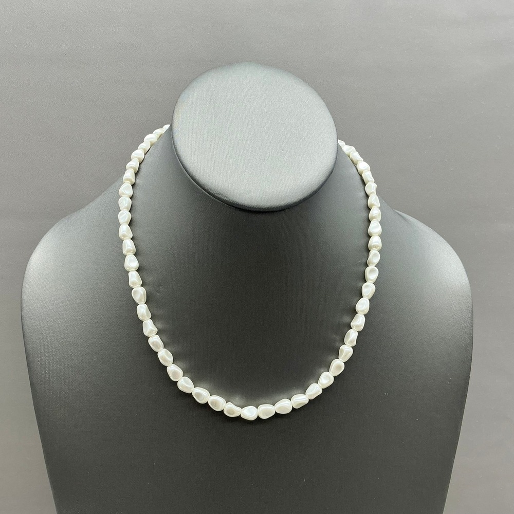 Loft Necklace Womens Gold Tone Faux Baroque Pearl Beaded Adjustable 18 Inch